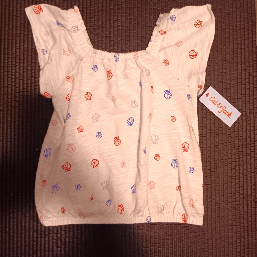 NWTS Soft Sand Seashell Print Top M(8)Girls